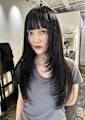 黒髪クラゲヘアーオリーブグレー小顔ココアベージュ丸型卵型ボブ