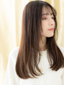 グレージュブラウン大人顔周りカットレイヤーロング30代40代