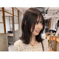 "土橋"大人かわいい外ハネミディに透けショコラカラー
