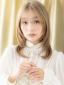 透明感ダブルカラー金髪ブロンドクラゲウルフカット20代30代