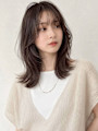 ロングレイヤー 顔周りカット アッシュブラウン 20代