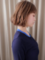 透明感ミルクティーブロンドハッシュレイヤーボブ20代30代