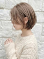 丸みショートボブ　ブラウンベージュ