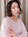アップバングデジタルパーマかきあげゆるふわボブ30代40代