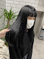 縮毛矯正、透明感ブラックカラー