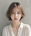 大人可愛いナチュラルマッシュショート・ミルクブラウンボブ