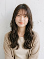 大人可愛いシースルーバング休日ニュアンスウェーブ