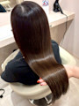 ベージュカラー 髪質改善 ロングヘアサラツヤストレート 艶髪