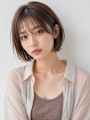 ショート ミニボブ ココアブラウン 髪質改善トリートメント