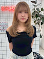 栄美容室　ハイトーンベージュ/レイヤーカット/ハッシュカット