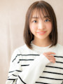 シースルーバンググレージュブラウン前下がりボブ20代30代