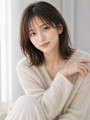 池袋 大人ミディアム シースルーバング アッシュブラウン コ