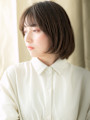 オリーブベージュAラインひし形ハンサムショートボブ30代40