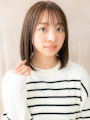 シースルーバンググレージュブラウン前下がりボブ20代30代