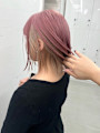 名古屋栄美容室　インナーカラー/ミルクティーベージュ/ピンク