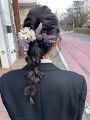 編み下ろしタマネギヘアアレンジ