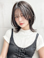 黒髪クラゲヘアー/透明感カラー小顔レイヤーカットミディp1