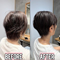 ◇大人40代50代60代ショートボブ丸みショート白髪ぼかし