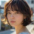 大人ボブ｜外ハネニュアンスパーマ×艶ブラウン