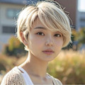 大人ショート｜ブロンドベージュ×丸みショート