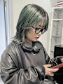 ハッシュカットグレージュデザインカラーツートンカラー