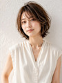 ボブ レイヤーカット ベージュカラー 顔周りカット 20代