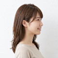 【30代】斜めバングのひし形ナチュラルミディ