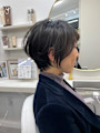 40代50代60代ショートボブ丸みショート白髪ぼかし