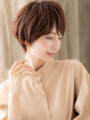 ミルクベージュ小顔丸み抜け感ナチュラルショート30代40代