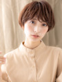 ミルクベージュ小顔丸み抜け感ナチュラルショート30代40代