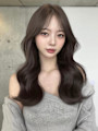 ラベンダーカラー透明感カラーアッシュグレーロングヘア内巻き◎