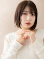 ウェットヘア小顔ハッシュカット前下がり切りっぱなしボブ30代