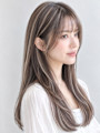 ロング×ナチュラル白髪ぼかしハイライト