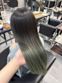 透明感オリーブグレージュストレート