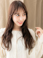ハニーブラウン毛先パーマアンニュイヘアゆるふわロング30代