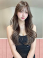 グレージュロングヘアブリーチなしウルフパーマミディアムヘア◎
