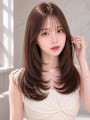 ダブルカラー内巻きロングヘアバタフライカットおくれ毛カット◎