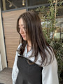 ブリーチなしミントグレージュ×韓国風ロングレイヤー