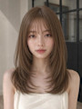 シャギーレイヤー前髪ありミディアムヘアゆるめパーマ前髪あり◎