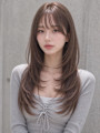 ダブルカラー内巻きロングヘアバタフライカットおくれ毛カット◎