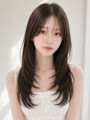 韓国風パーマ薄め前髪ワンホンヘア顔まわりレイヤーくびれヘア☆