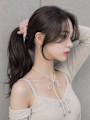 韓国風パーマダブルカラー韓国レイヤーサイドバンググレージュ☆