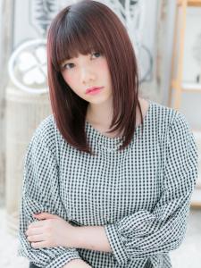 ボルドーが大人かわいい☆小顔セミディ　フェミニンストレート - mod's hair 上尾【モッズヘア】上尾西口店掲載