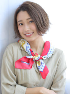 「磯野真由美」前髪長め小顔無造作ボブ×透明感グレージュ - hair+resort lagoon掲載