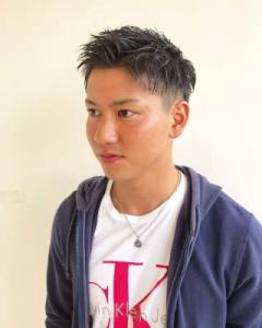 メンズツーブロックショート　アップバング　黒髪　短髪 - ＣＲＥＡ能見台掲載