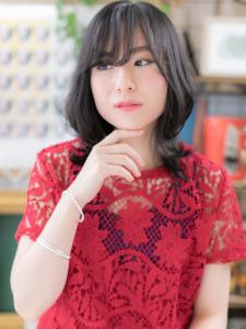 朝楽☆黒髪×斜めバング外ハネくせ毛風ミディ　小顔 - COVER HAIR & SPA bliss【カバーヘア アンド スパ ブリス】浦和/浦和西口店掲載
