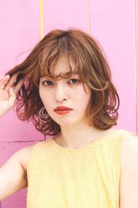 大人女子オススメ☆肩上ウェーブボブ☆ヌードベージュ☆