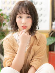 オリーブアッシュ斜めバングくせ毛風大人ボブ　カーキ - COVER HAIR bliss【カバーヘア ブリス】大宮/大宮西口店掲載