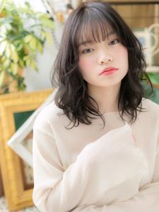 黒髪ダークアッシュくせ毛風濡れ髪セミディ　ひし形シルエット - COVER HAIR & SPA bliss【カバーヘア アンド スパ ブリス】浦和/浦和西口店掲載