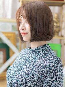 暖色系カラー透けバング前下がりぷつっとボブ　うる艶髪 - COVER HAIR bliss 戸田公園西口店掲載